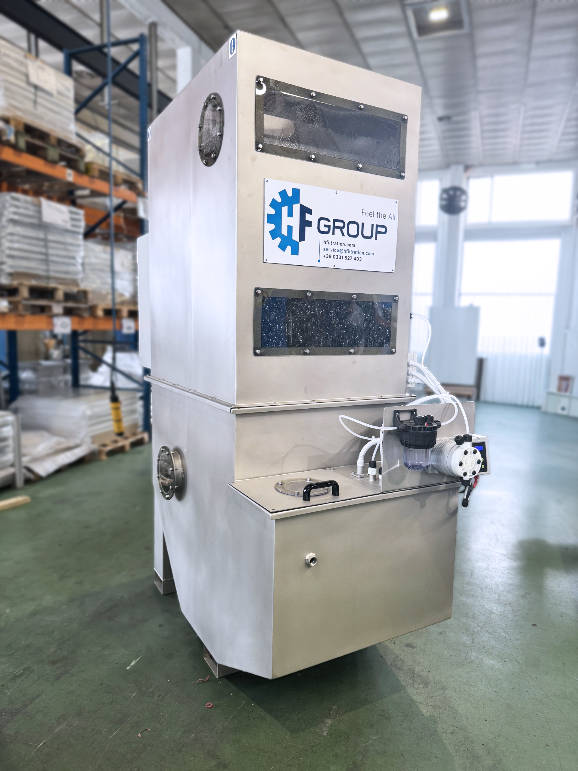 Hydrodynamischer Filter Idrodust Compact™ PRO zur Abscheidung von Staub, Dämpfen und Gasen durch Luft-Wasser-Mikromischung. hydrodynamischer filter idrodust compact pro hf group